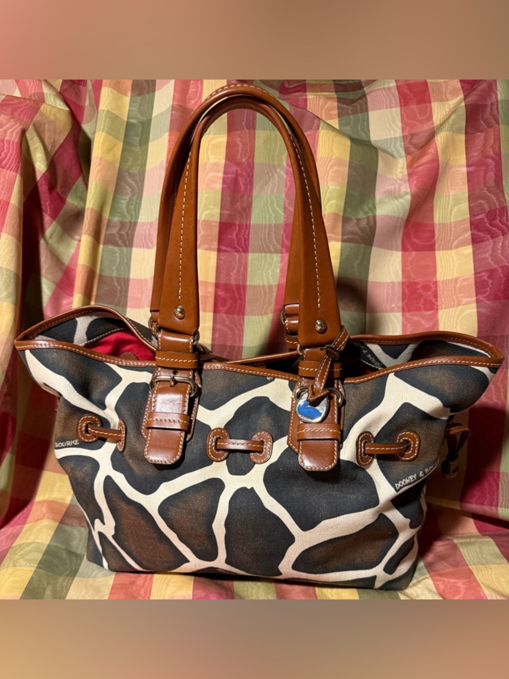 Dooney & Bourke Giraffe Canvas and Leather Tote - Picture 1 of 8